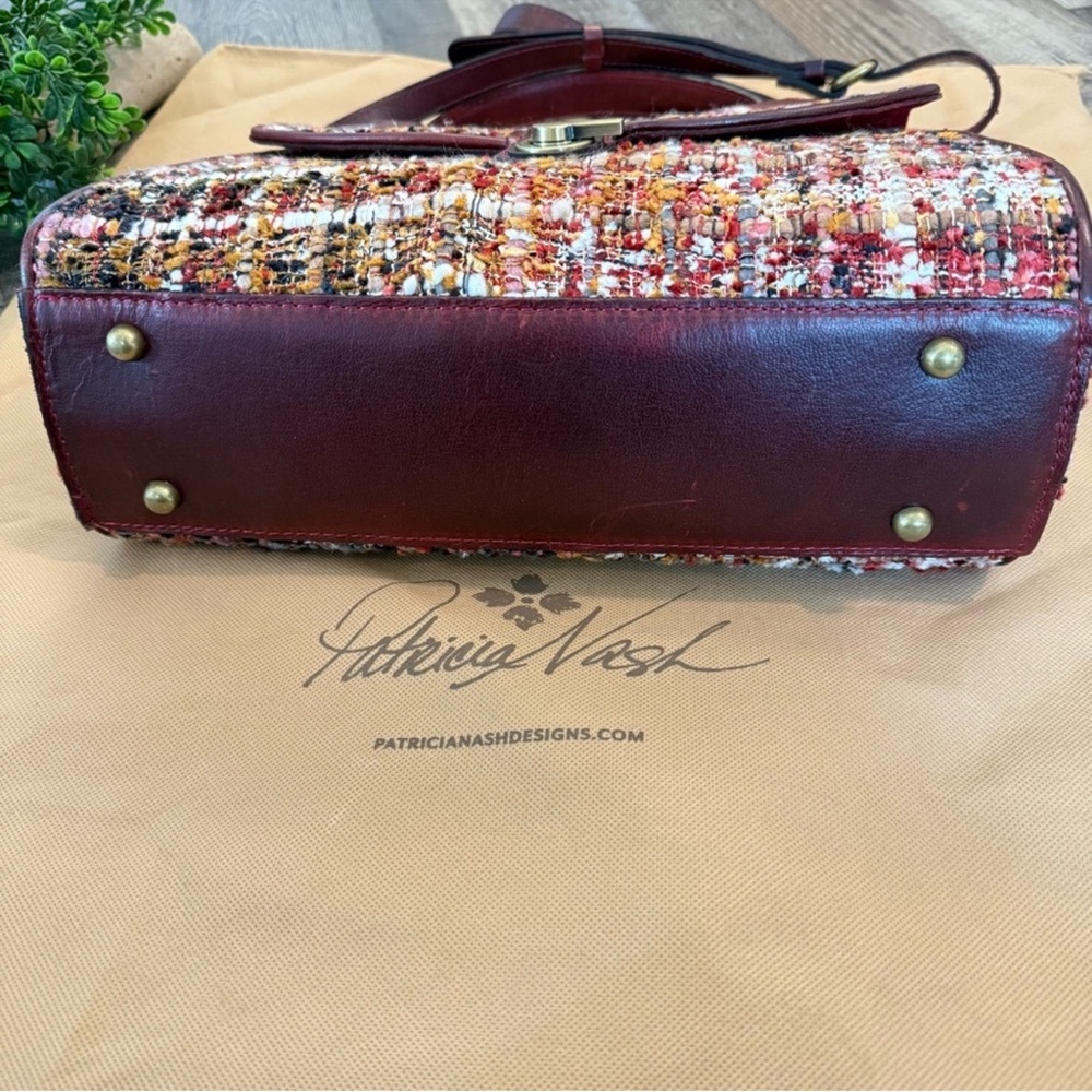Patricia Nash boucle tweed burgundy black cream khaki bag wallet pouch set - Picture 3 of 16